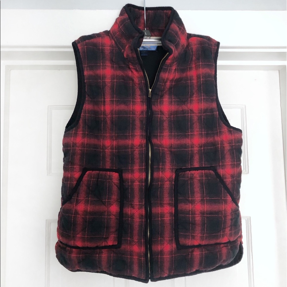 BLUE RAIN Navy and Red Plaid Vest Francescas - M